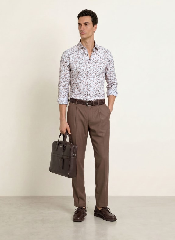 OLYMP Hemd Luxor modern fit WEISS / COGNAC / BLAUGRAU