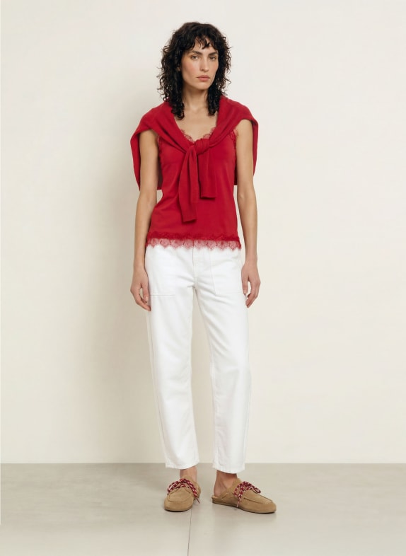 rosemunde Top BILLIE met kant ROOD