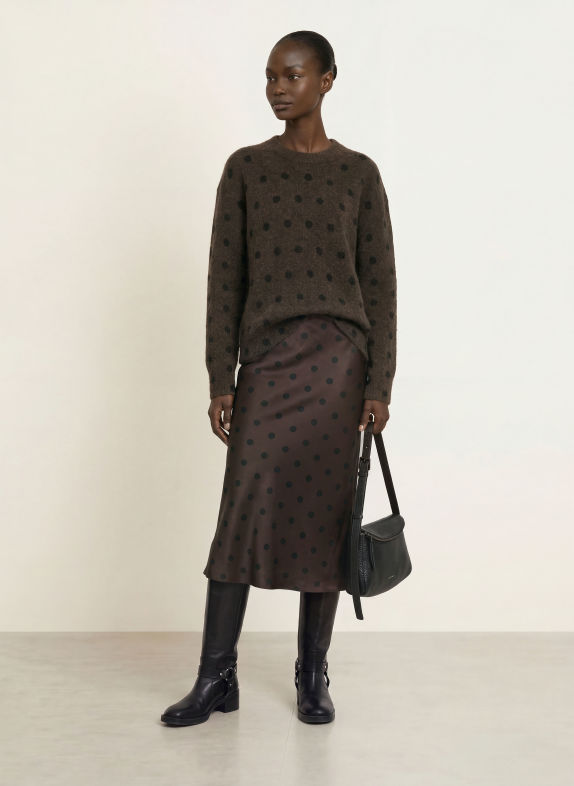 SAMSØE  SAMSØE Pullover ANOUR mit Merinowolle und Alpaka DUNKELBRAUN / SCHWARZ