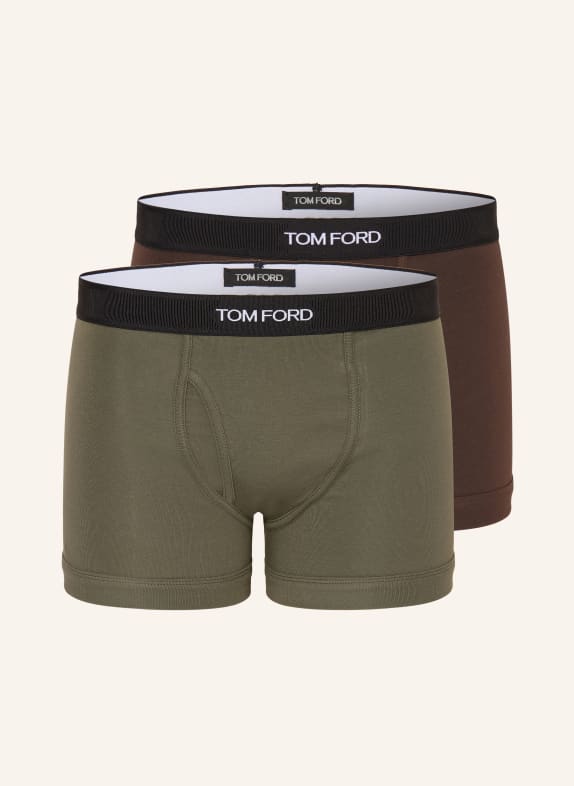 TOM FORD Lot de 2 boxers MARRON FONCÉ / OLIVE / NOIR