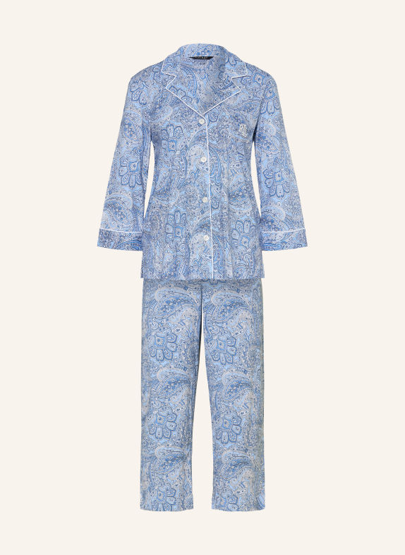LAUREN RALPH LAUREN 3/4-Schlafanzug BLAU / HELLBLAU / WEISS