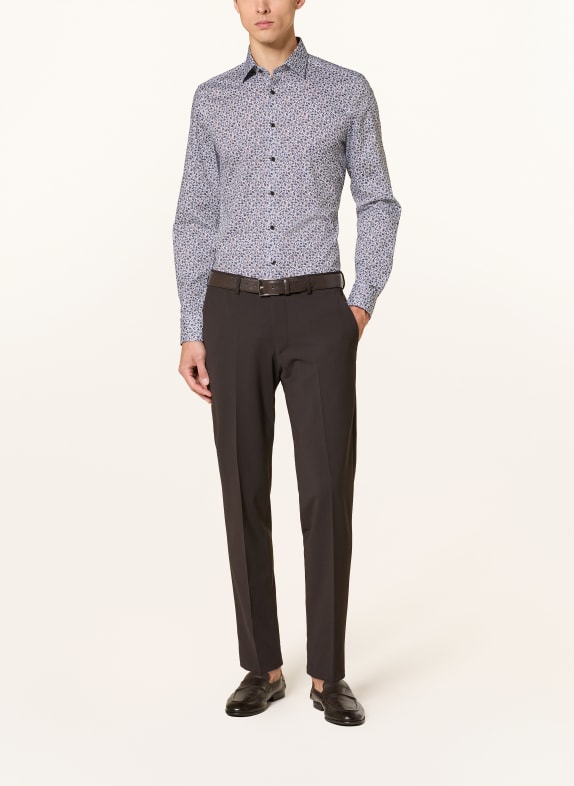 OLYMP Jerseyhemd Level Five 24/Seven body fit BRAUN / DUNKELBLAU / WEISS