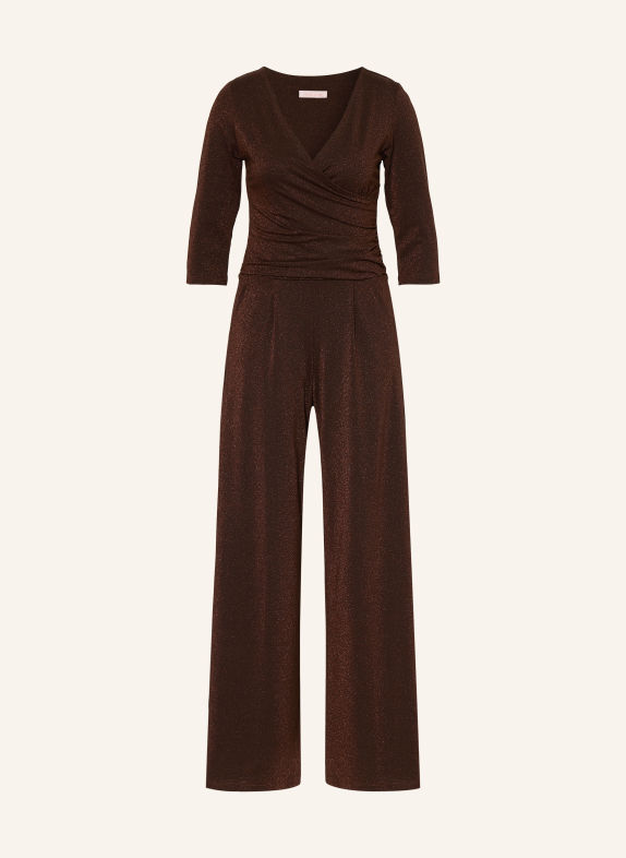 marivie Jersey jumpsuit JUMP IN! with 3/4 sleeves DARK BROWN