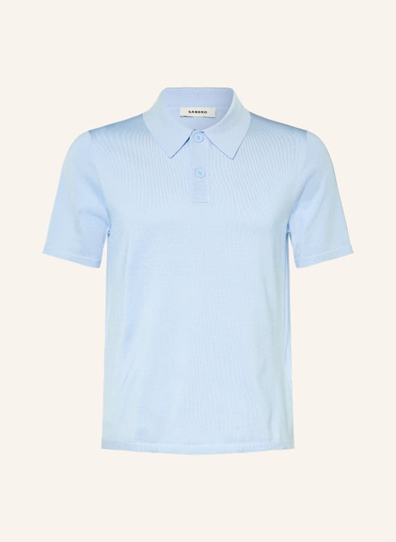 SANDRO Strick-Poloshirt HELLBLAU