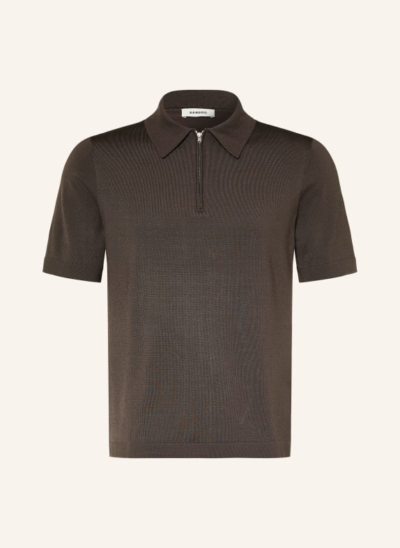 SANDRO Strick-Poloshirt DUNKELBRAUN