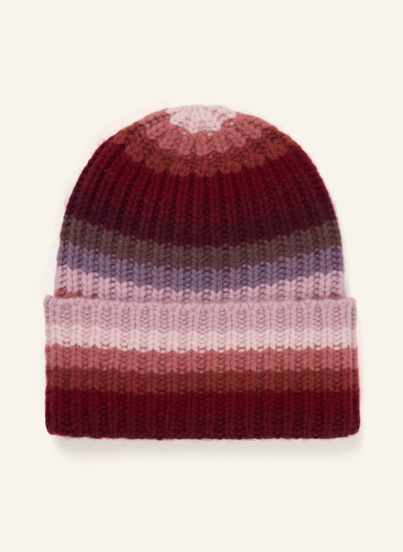 HURRAY Cashmere beanie SAILOR MULTI DARK RED / ROSE / DUSKY PINK