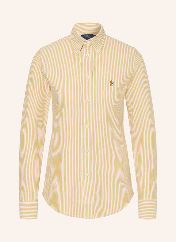 POLO RALPH LAUREN Hemdbluse aus Piqué CAMEL / WEISS