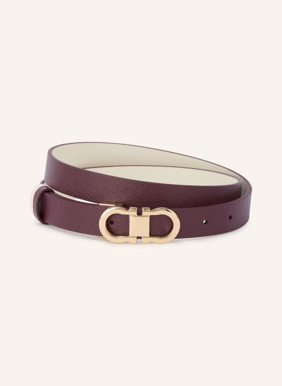 FERRAGAMO Ledergürtel zu Wenden DUNKELROT / GOLD