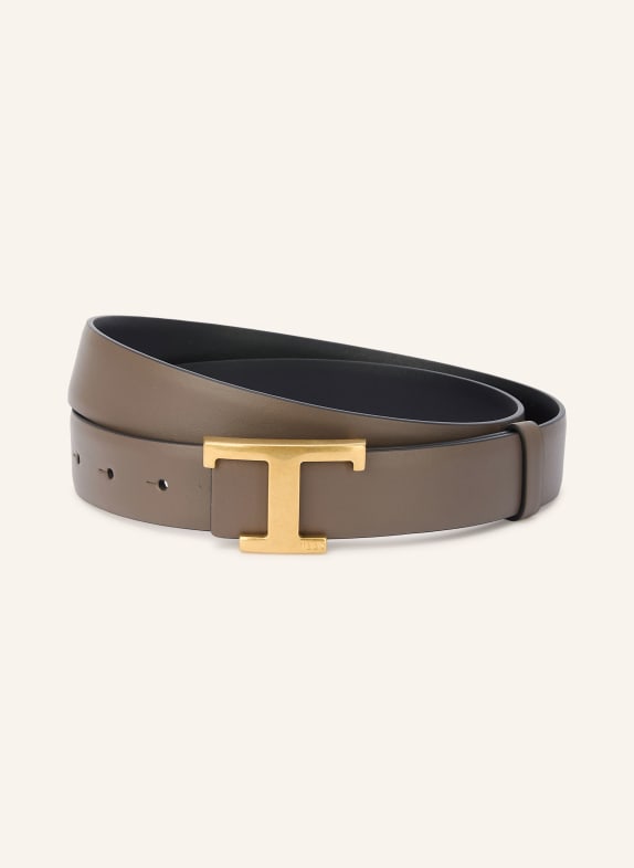 TOD'S Reversible leather belt TAUPE / GOLD / BLACK