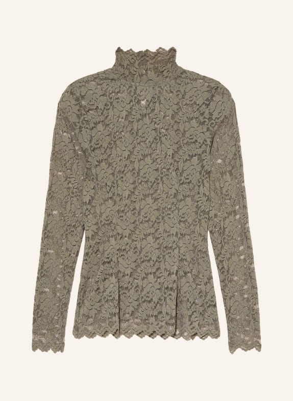NEO NOIR Longsleeve LIZA aus Spitze KHAKI