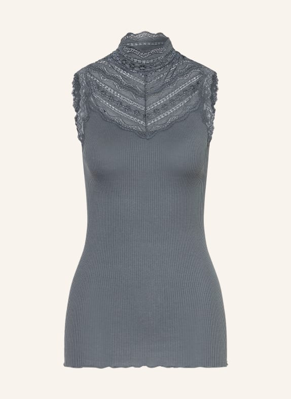 rosemunde Silk top with lace BLUE GRAY