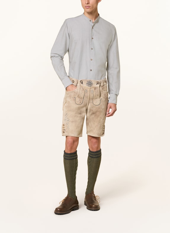 DU4 Traditionel skjorte HANSI Slim Fit med stående krave LYSEGRØN