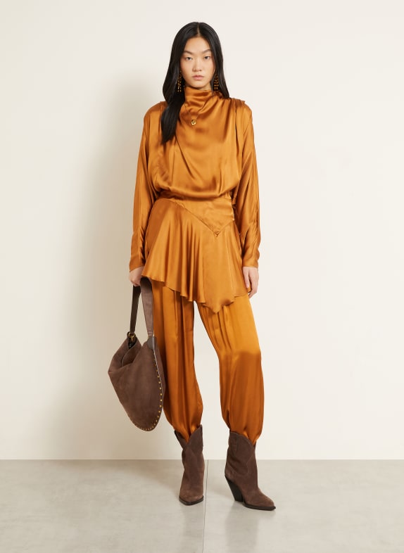 ISABEL MARANT Shopper OSKAN met zakje en studs MARRON FONCÉ / GOUD