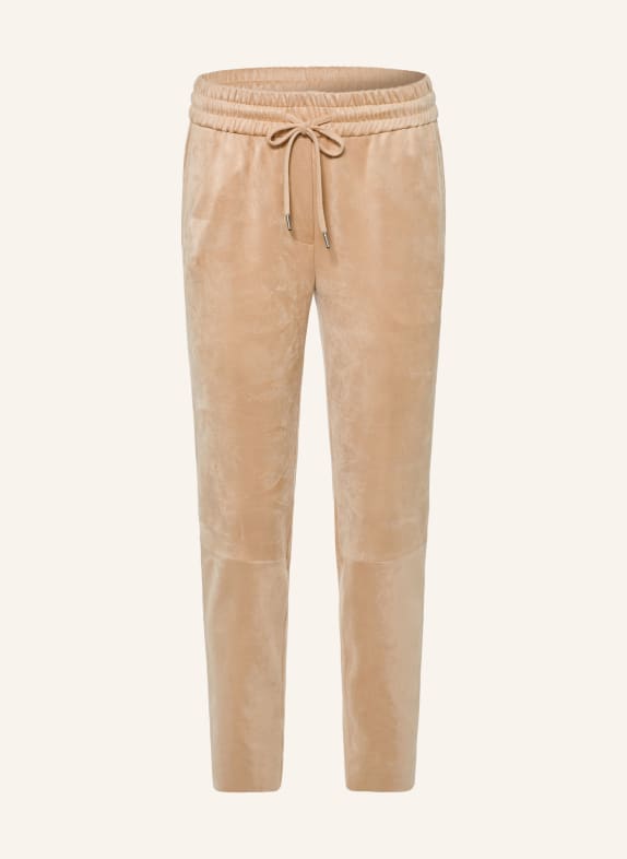 Juvia Pantalon style jogging aspect cuir BEIGE