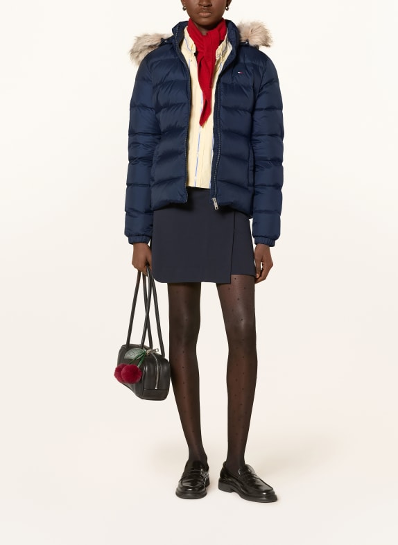 TOMMY JEANS Daunenjacke mit abnehmbarem Kunstfell DUNKELBLAU / HELLBRAUN