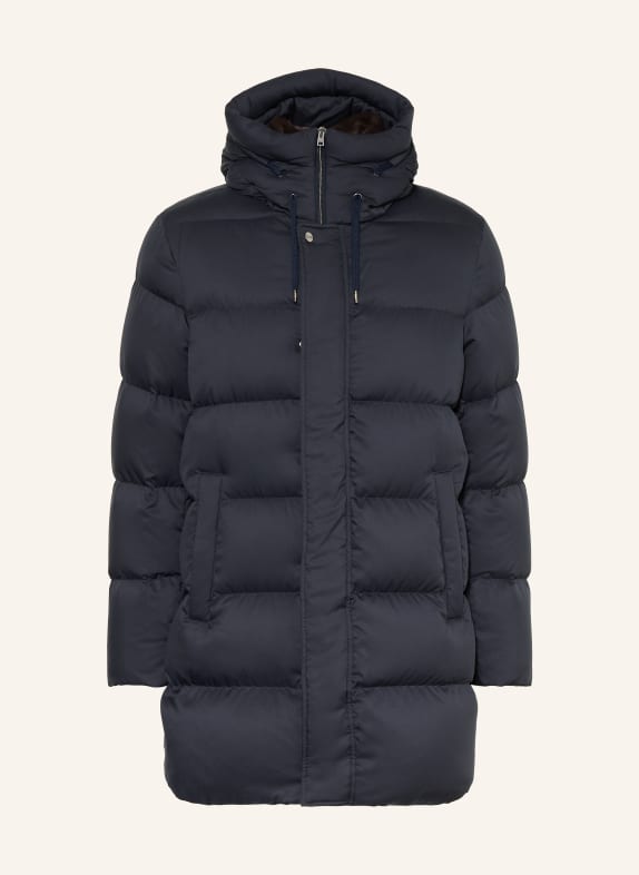 HERNO Daunenjacke mit abnehmbarem Kunstfell DUNKELBLAU / DUNKELBRAUN