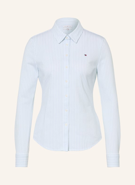 TOMMY HILFIGER Hemdbluse aus Piqué WEISS / HELLBLAU