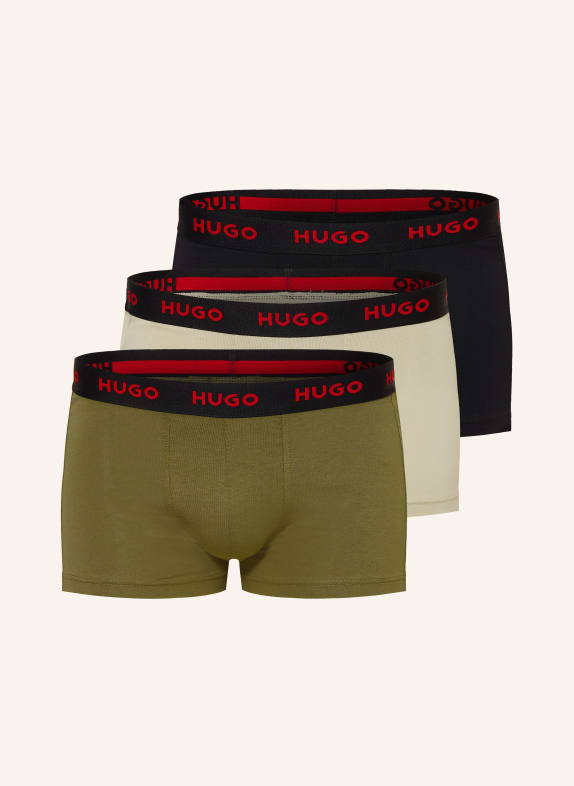 HUGO 3-pack boxer shorts KHAKI / OLIVE / BLACK