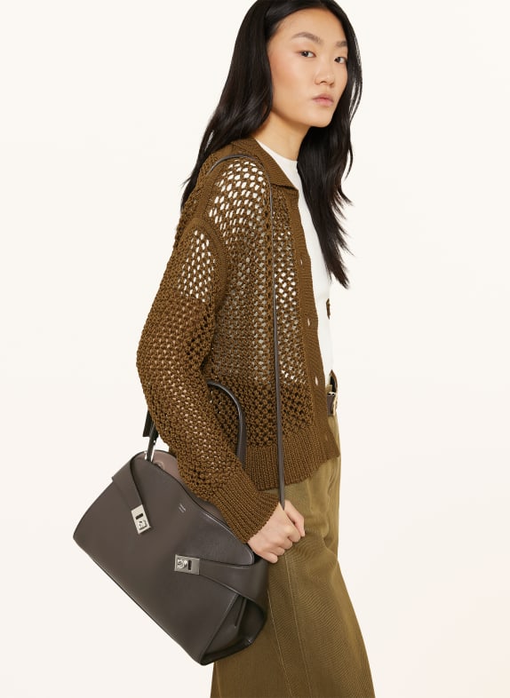FERRAGAMO Axelväska HUG MÖRKBRUN / SILVER