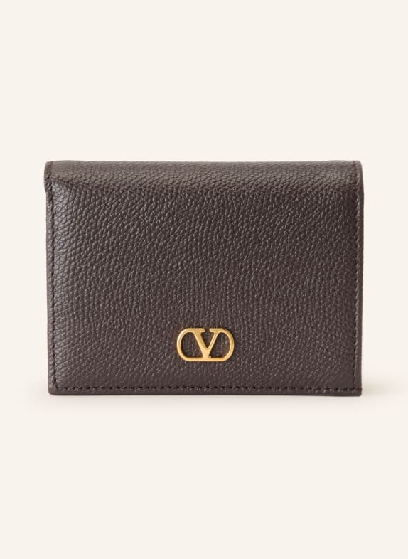 VALENTINO GARAVANI Portemonnee VLOGO SIGNATURE MARRON FONCÉ / GOUD