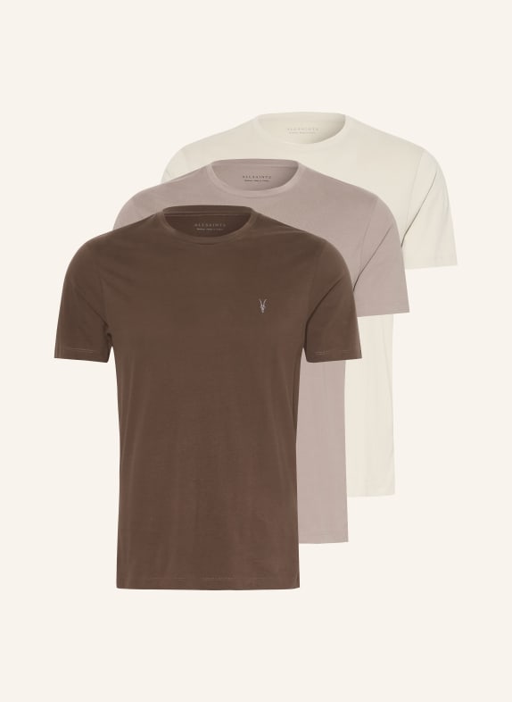 ALLSAINTS 3-pack T-shirts BRACE SS MARRON FONCÉ / CRÈME / TAUPE