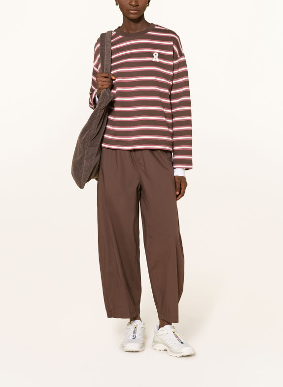 ARMEDANGELS Sweatshirt FRANKAA MAARLEN MARRON FONCÉ / VIEUX ROSE / WIT