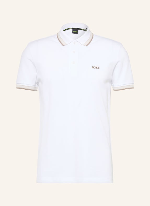 BOSS Koszulka polo z piki PADDY CURVED regular fit BIAŁY / BEŻOWY / SZARY