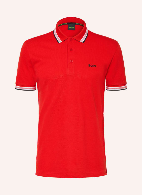 BOSS Piqué-Poloshirt PADDY CURVED Regular Fit ROT / WEISS / SCHWARZ