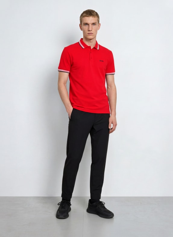 BOSS Piqué-poloskjorte PADDY CURVED Regular Fit RØD / HVID / SORT