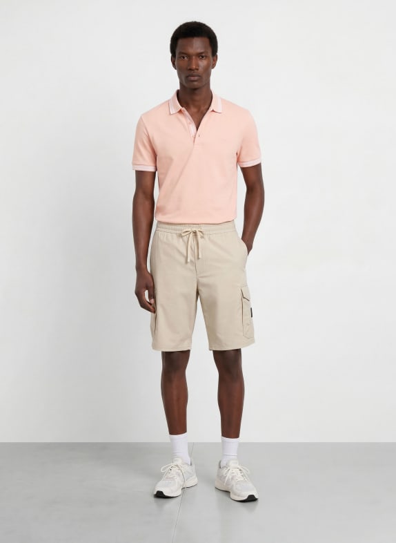 BOSS Piqué-poloskjorte PADDY CURVED Regular Fit ROSÉ / HVID