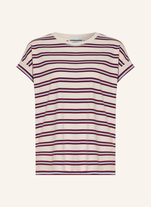 ARMEDANGELS IDAARA T-shirt WHITE / DARK RED / LIGHT BLUE