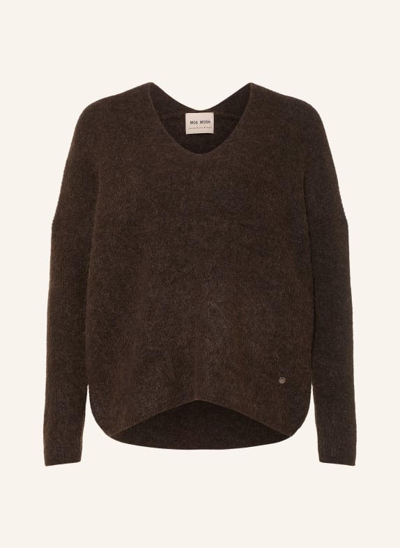 MOS MOSH Sweter THORA z dodatkiem alpaki CIEMNOBRĄZOWY