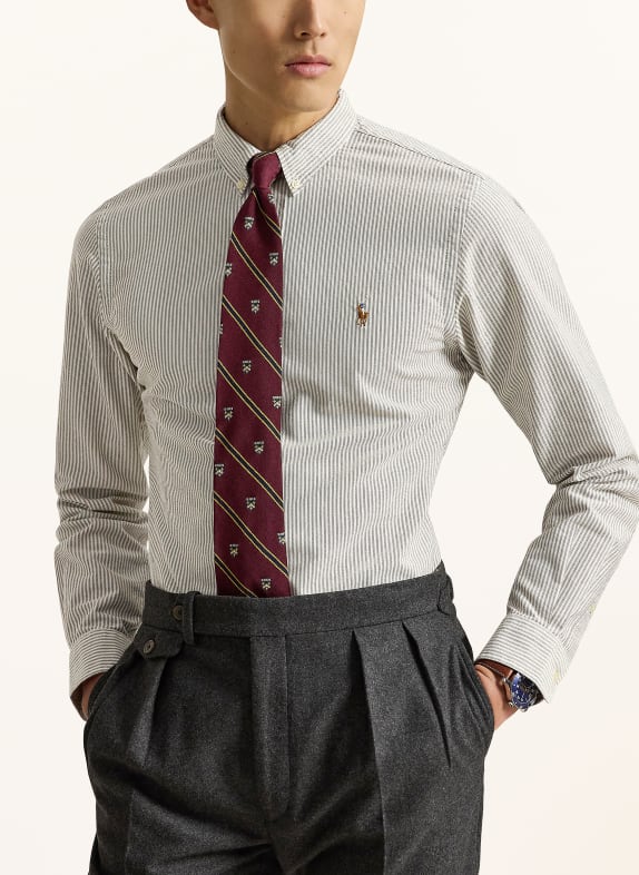 POLO RALPH LAUREN Custom Fit Shirt WHITE / TAUPE