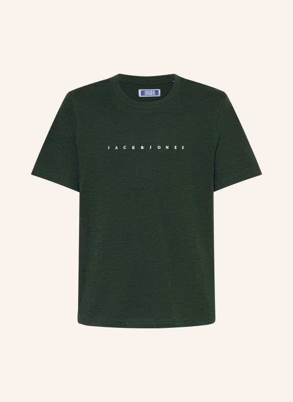 JACK&JONES T-Shirt DUNKELGRÜN / WEISS