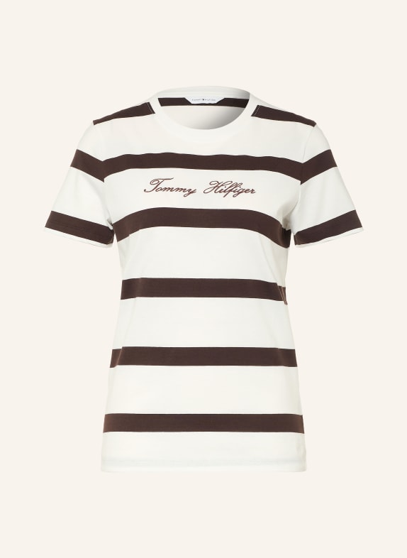 TOMMY HILFIGER T-shirt ÉCRU / MARRON FONCÉ