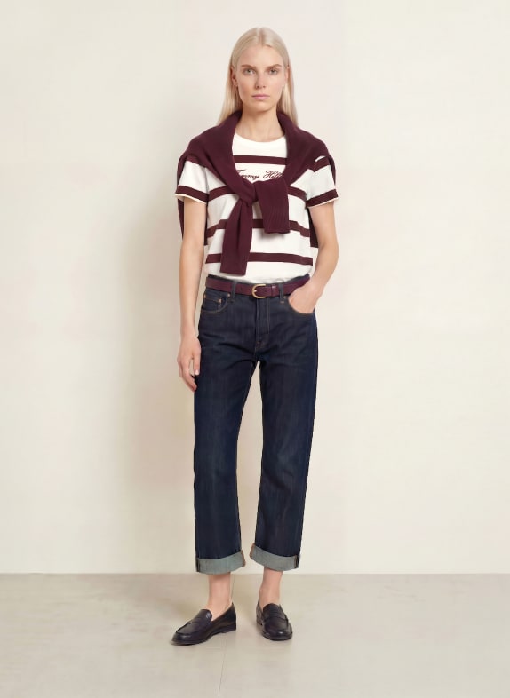 TOMMY HILFIGER T-shirt ECRU / DONKERPAARS