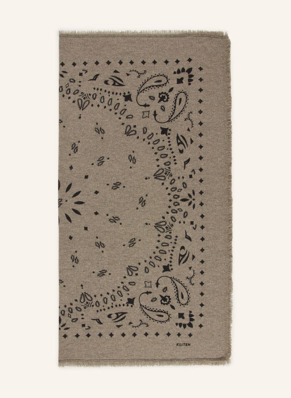 KUJTEN Cashmere-Tuch HACHIKO KHAKI / SCHWARZ