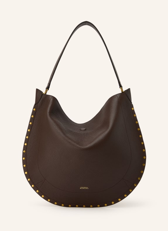ISABEL MARANT Beuteltasche OSKAN mit Pouch und Nieten DUNKELBRAUN / GOLD