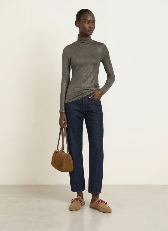 MAJESTIC FILATURES Longsleeve met glittergaren OLIJF