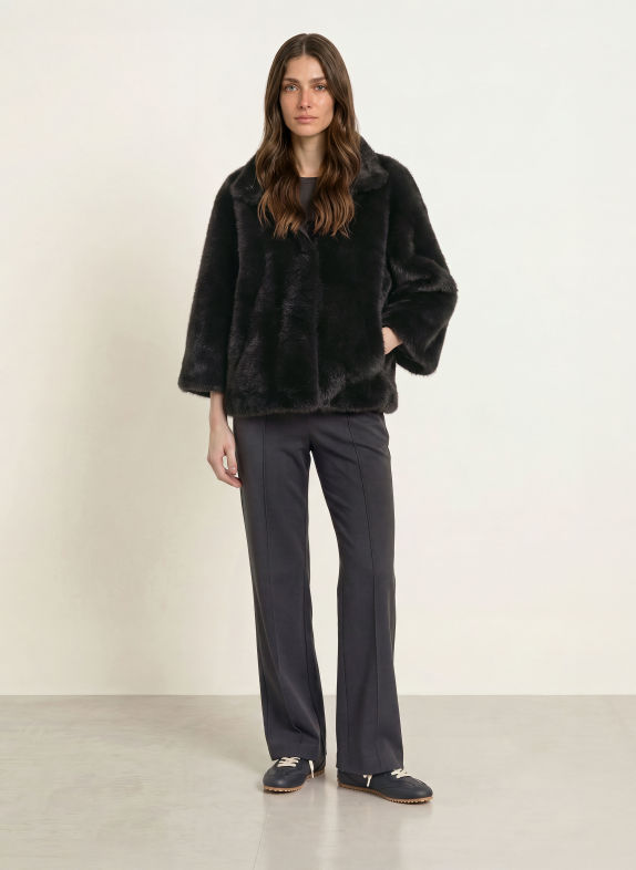 Juvia Kunstpelz-Jacke FEDORA DUNKELGRAU