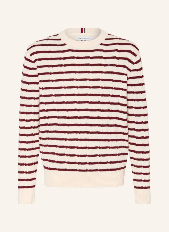 TOMMY HILFIGER Pullover CREME / DUNKELROT