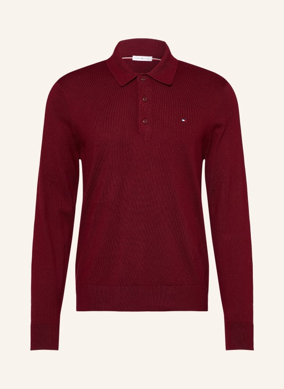 TOMMY HILFIGER Knitted polo shirt DARK RED