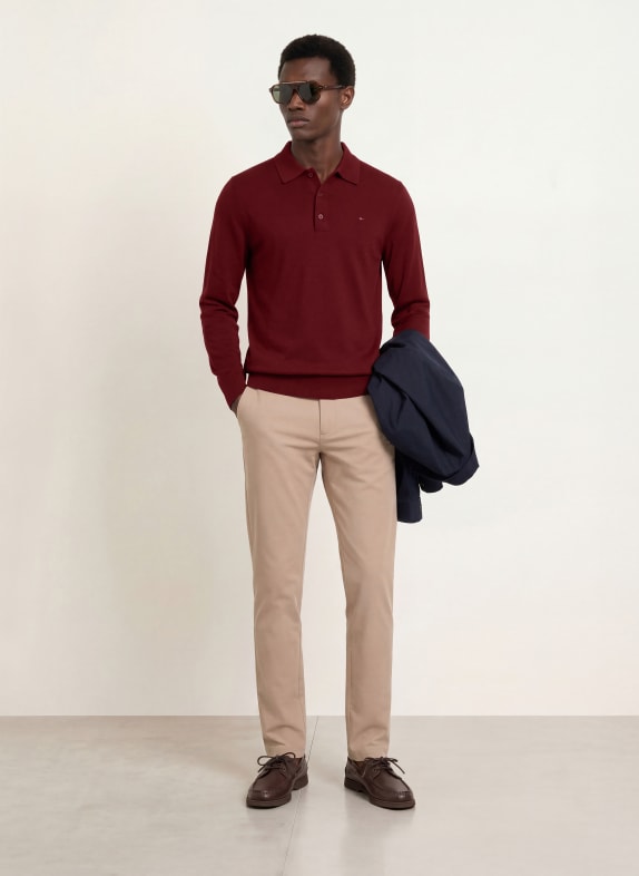 TOMMY HILFIGER Gebreid poloshirt DONKERROOD