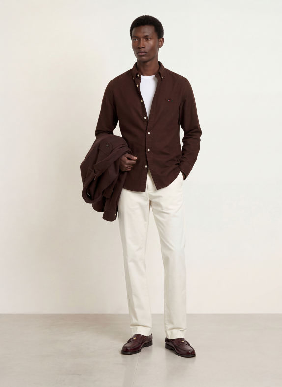 TOMMY HILFIGER Flanellen overhemd Regular Fit MARRON FONCÉ
