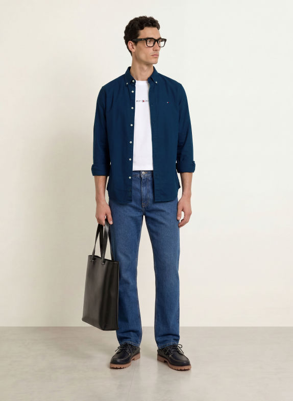 TOMMY HILFIGER Flanellen overhemd Regular Fit DONKERBLAUW