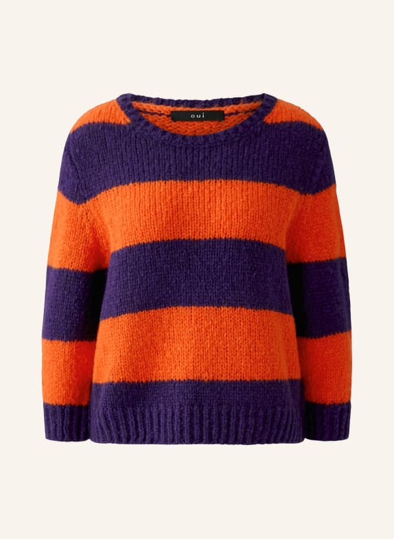 oui Pullover mit 3/4-Arm ORANGE / DUNKELLILA