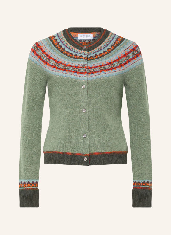 ERIBÉ Strickjacke ALPINE HELLGRÜN / BLAUGRAU / ORANGE