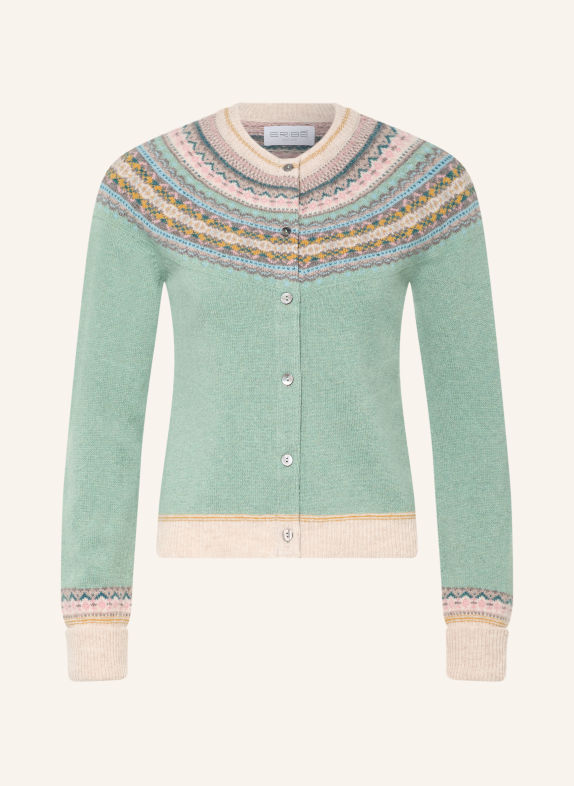 ERIBÉ Strickjacke ALPINE HELLGRÜN / ROSA / CREME