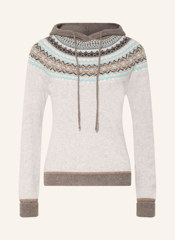 ERIBÉ Strick-Hoodie ALPINE GRAU / CREME / HELLBLAU