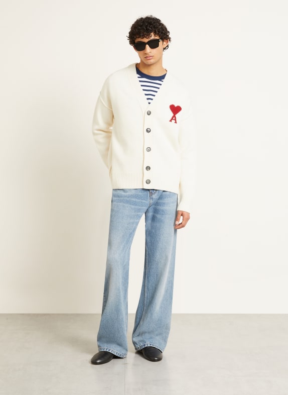 AMI PARIS Strickjacke ECRU / ROT